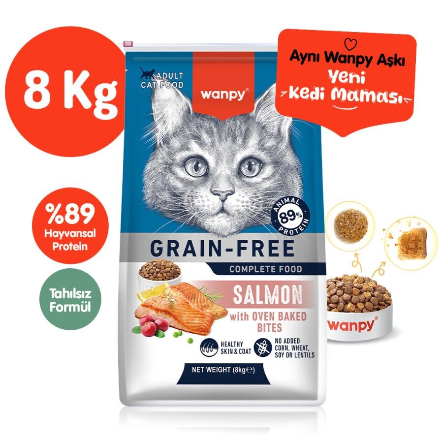 Wanpy Somon Balıklı Tahılsız Yetişkin Kedi Maması 8 KG | SRC: Barcode: 6927749825203